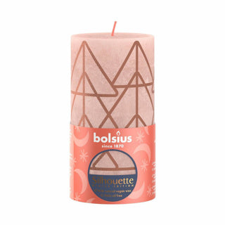 Bolsius Stub candle Rustic 13 x 6.8 cm Misty Pink with print