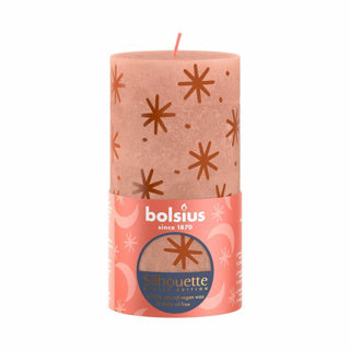 Bolsius pillar candle rustic 13 x 6.8 cm creamy caramel with print | 4 pieces