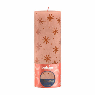 Bolsius pillar candle rustic 19 x 6.8 cm creamy caramel with print | 4 pieces