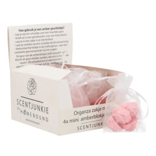 Amber cube Roos Rose 2.5 cm Organza bag 4 pieces