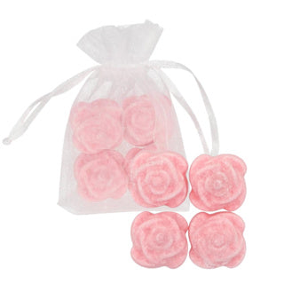 Amber cube Roos Rose 2.5 cm Organza bag 4 pieces