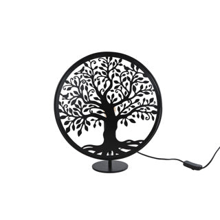Tafellamp levensboom rond zwart metaal 34x13x37cm