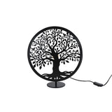 Tafellamp levensboom rond zwart metaal 34x13x37cm