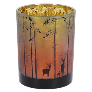 TEALight Holder Forest M Green Red Glass10X10X12.5