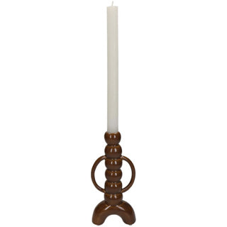 Candlestick Fine Earthenware Brown 10x4.5x21.5cm