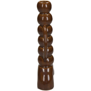 Candlestick Fine Earthenware Brown 10x4.5x21.5cm