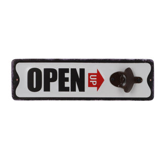 Ølåbner Åbn op sort / hvidt metal 10,5x36x3,5 cm