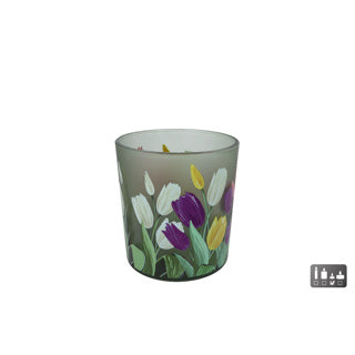 Teal holder Tulp S Multicolor Glass 7.5x7.5x8cm