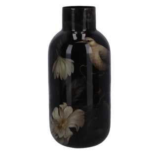 Vaas pigeon s zwart cilinder metaal 11x11x25 cm | 2 stuks