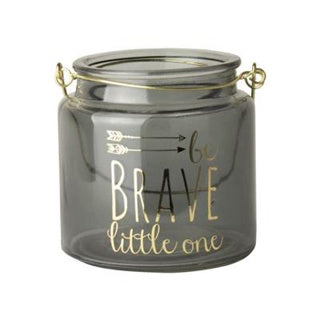 Gusta Waxinlight holder 'Be Brave Little One' 10 cm Gray
