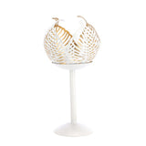 Tealight holder on foot Leaf Lina Crème Gold Metal 10x10x21cm