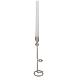 Candlestick Iron Beige 8x8x30cm