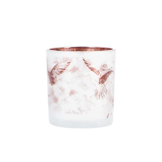 Tealight holder Hummingbird S white brown glass 7.5x7.5x8cm