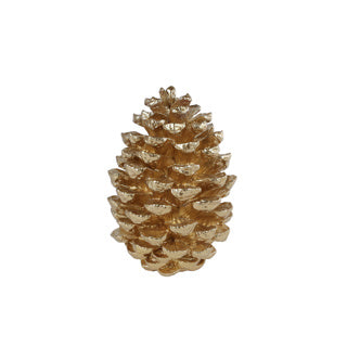No brand sculptuur pine cone goud polystone 21x21x29cm