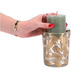 Tealight holder Leaf Glass Clear 10x10x13cm