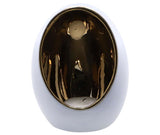 Tealight holder Pim S Gold White Earthw 9.5x9.5 x12.5cm