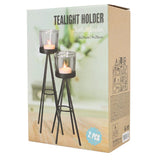 Tealight holder Black 28cm set of 2