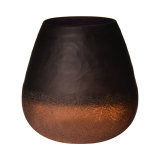 Crackle Carved Vase Brown H15 D15