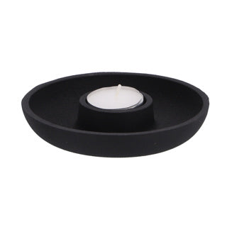 Candle holder Aluminum Black 13.5x13.5x2.5cm