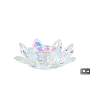 Tealight holder Lotus Pearl Glass 12x12x4cm