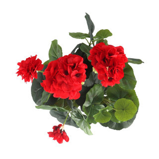 Artificial plant geranium red in pot gray
