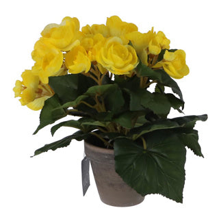 Edelman konstgjorda växt begonia gul i kruka | 2 st