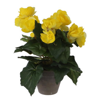 Artificial plant begonia yellow in pot