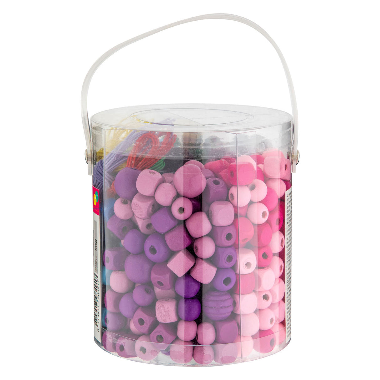Seau avec perles en bois, 250gr.