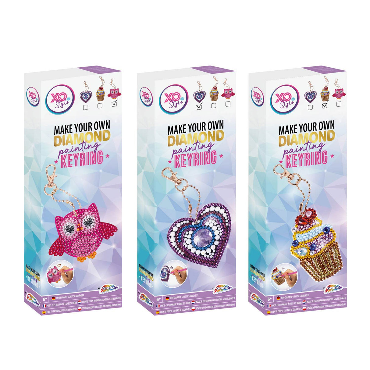 Creative craft group making diamond keychain