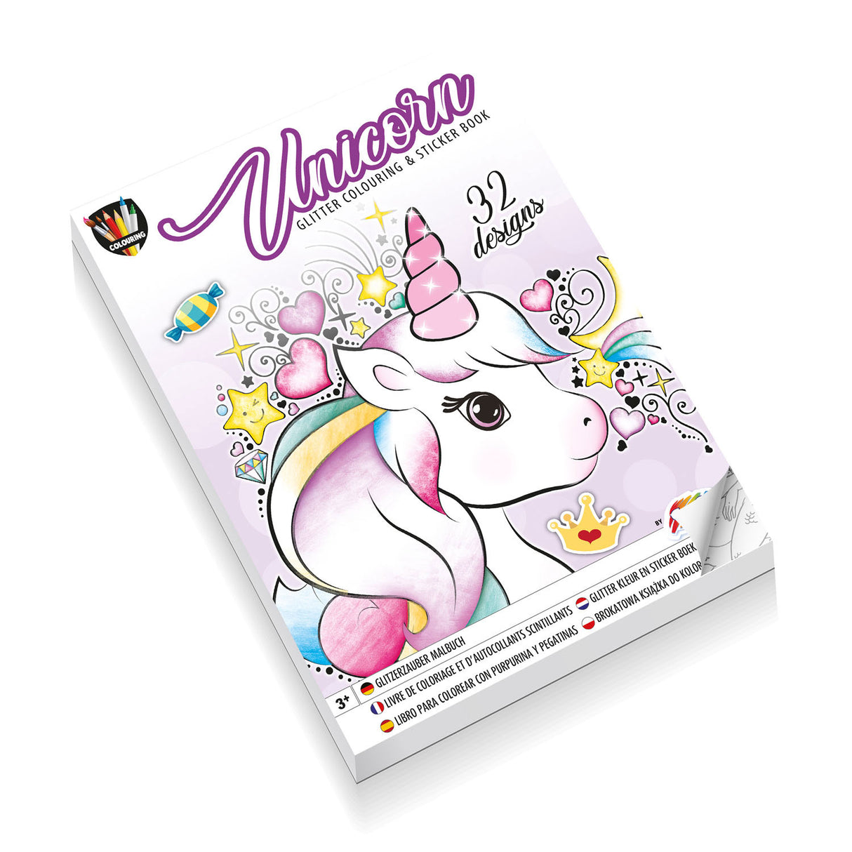 Creative Craft Group Glitter Color and Sticker Book - Eenhoorn