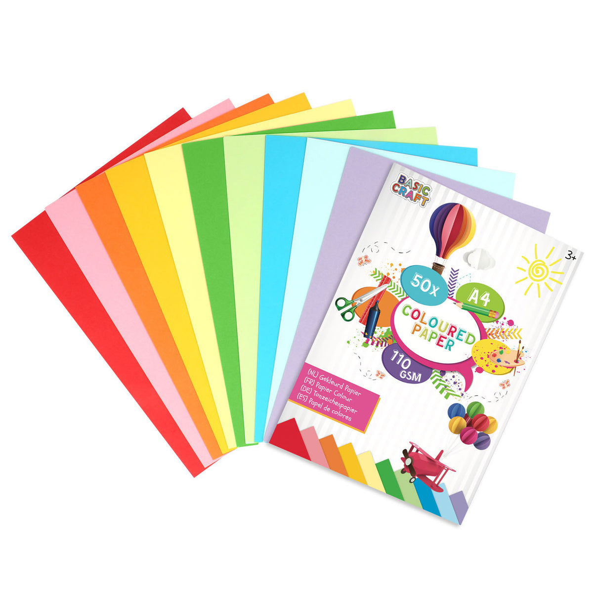 Paper coloré du groupe d'artisanat créatif A4 110 GSM, 50 feuilles