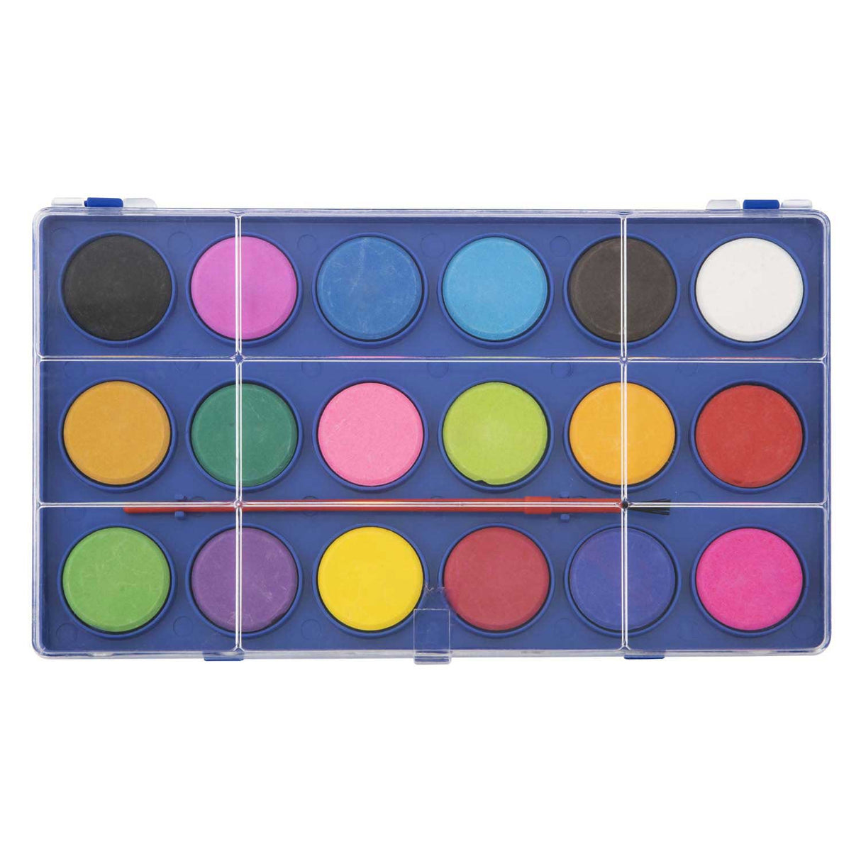 Watercolor palette with brush, 18 colors.