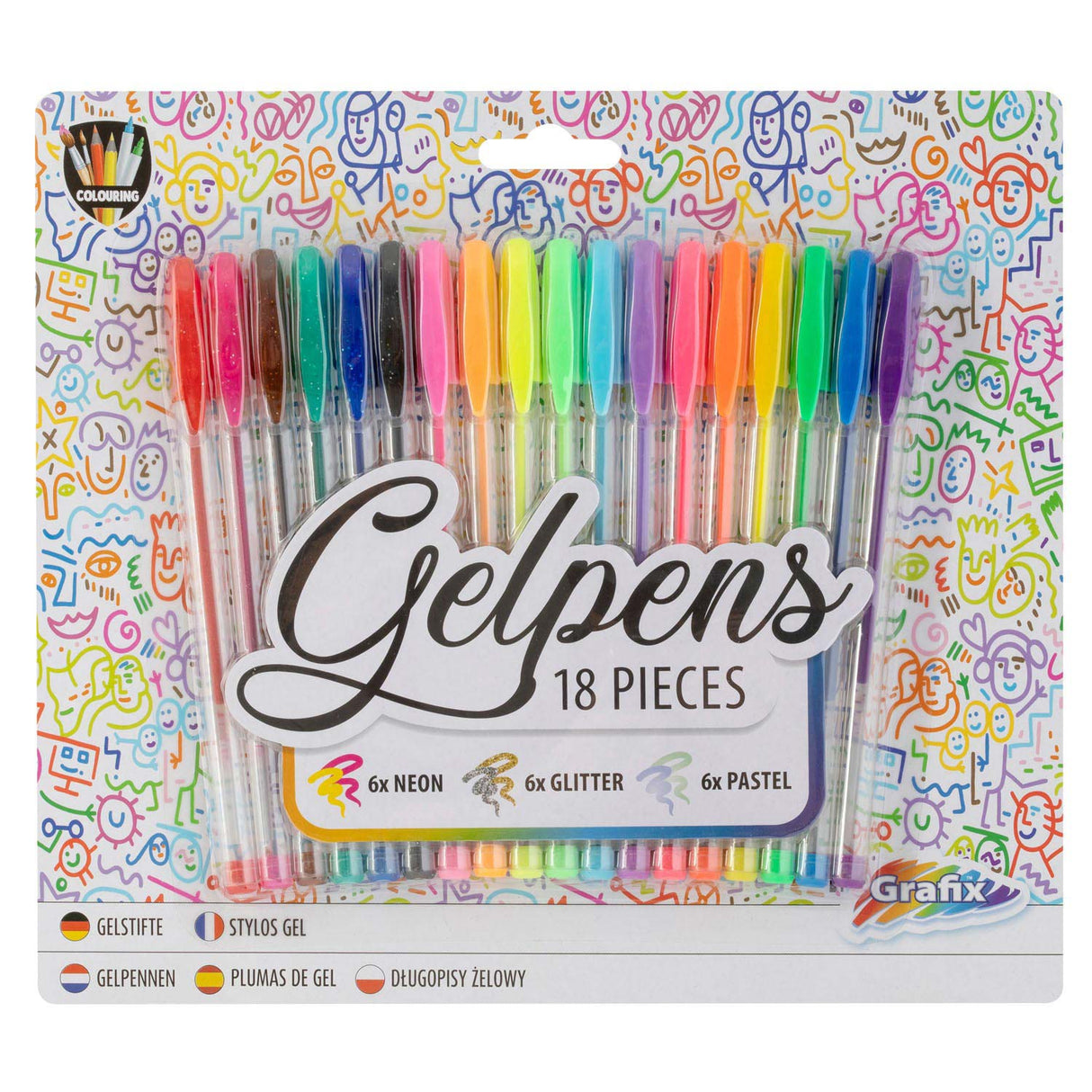 Grafix Gel Penny Set Neon Glitter Pastel, 18dlg.