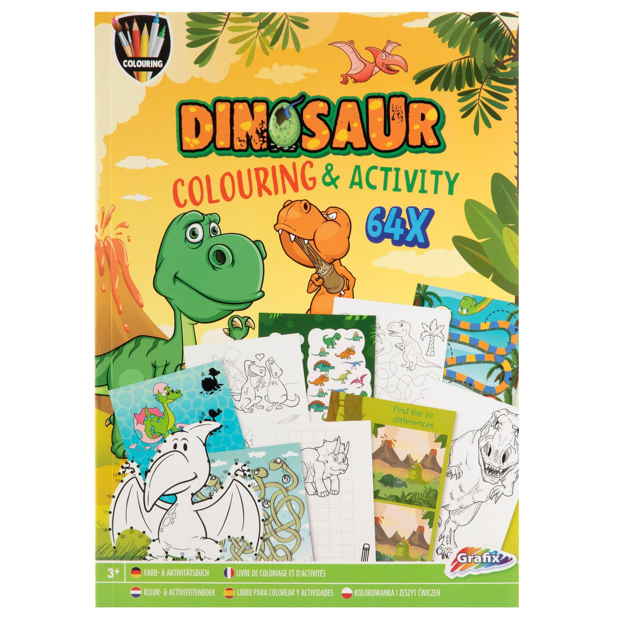 Creative craft group coloring and activity book dino, 64 pages.