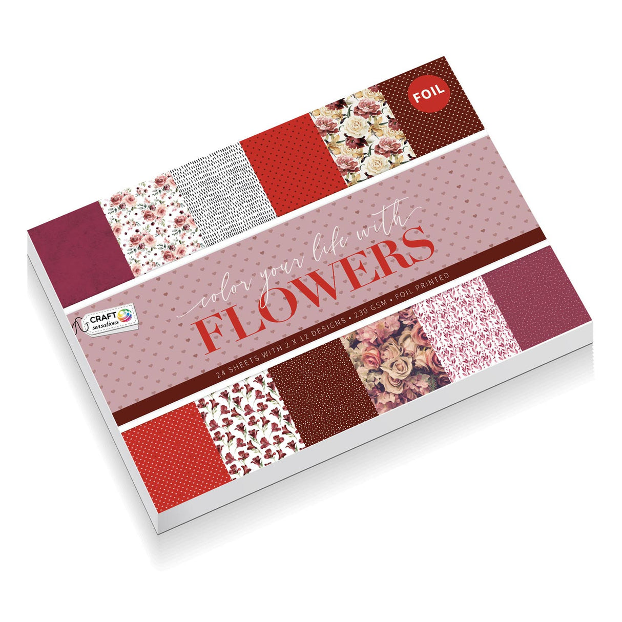 Cardon d'artisanat d'artisanat créatif avec du papier d'aluminium, 24 fleurs à l'abattre
