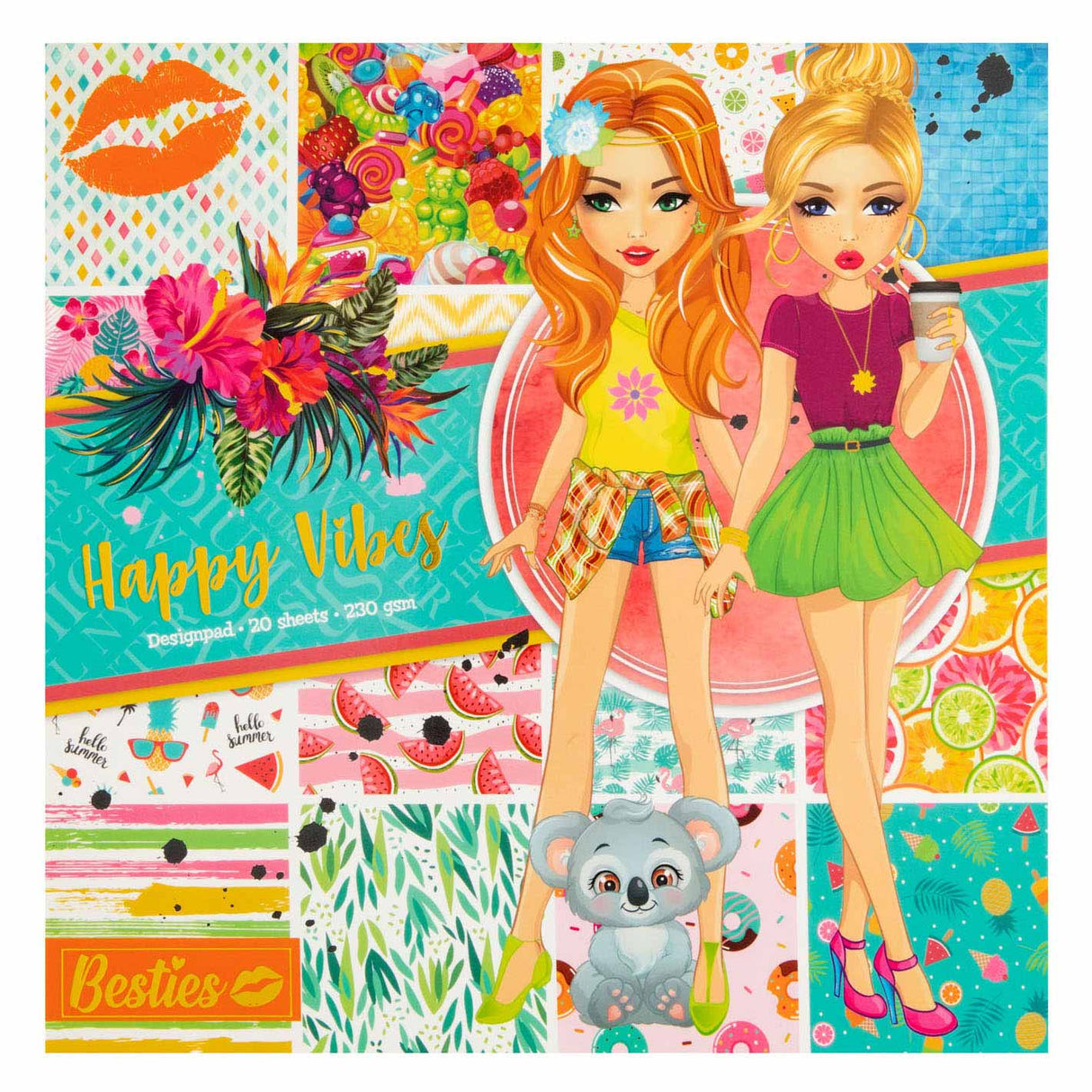 Bestties Design Block Happy Vibes, 20 feuilles