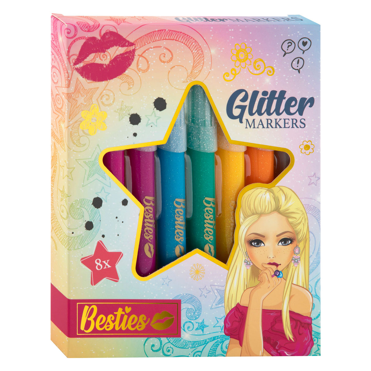 Besties glitter felt -peat pens, 8st.