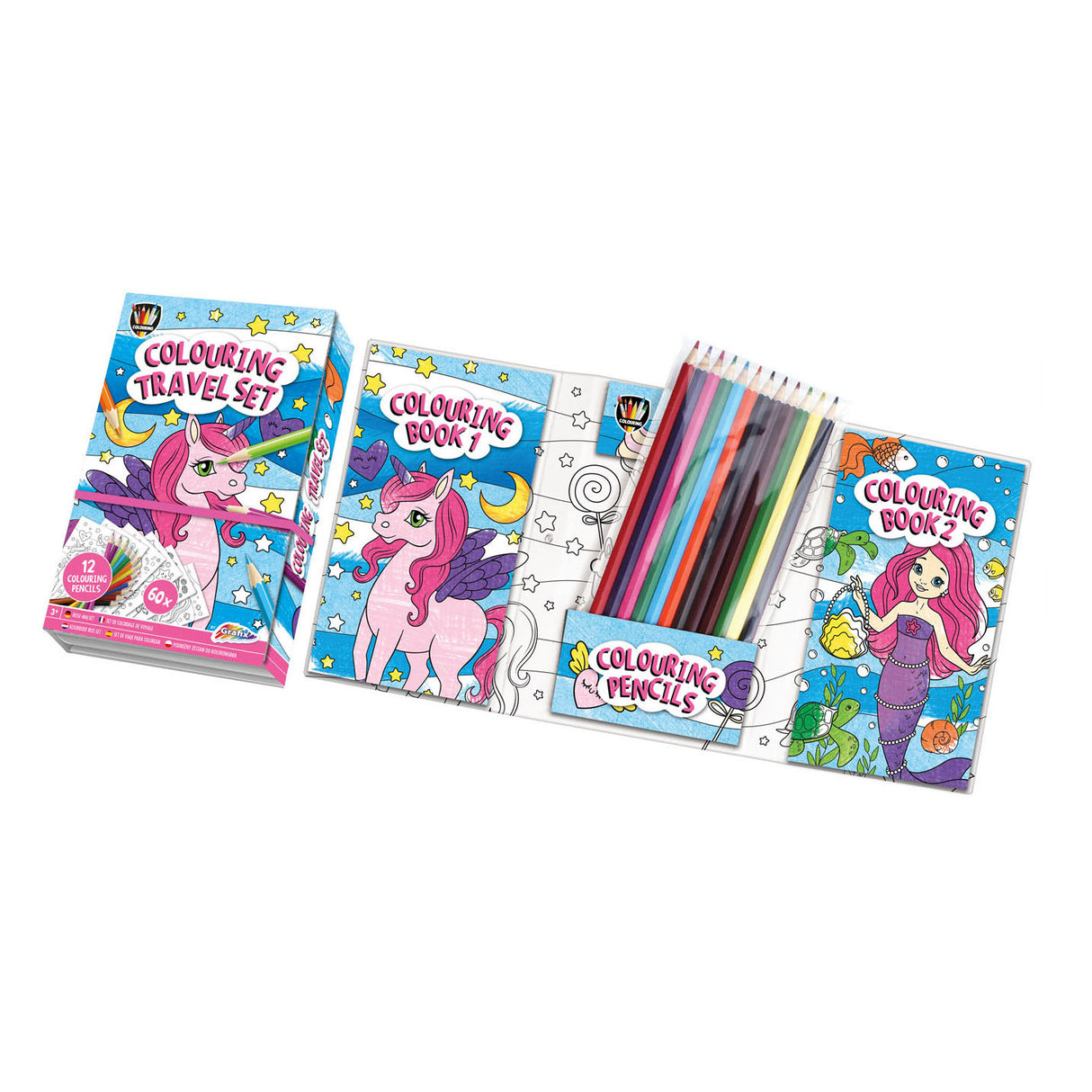 Faarwen Bicher (2st.) Mat Bleistift - Unicorn a Mermaid
