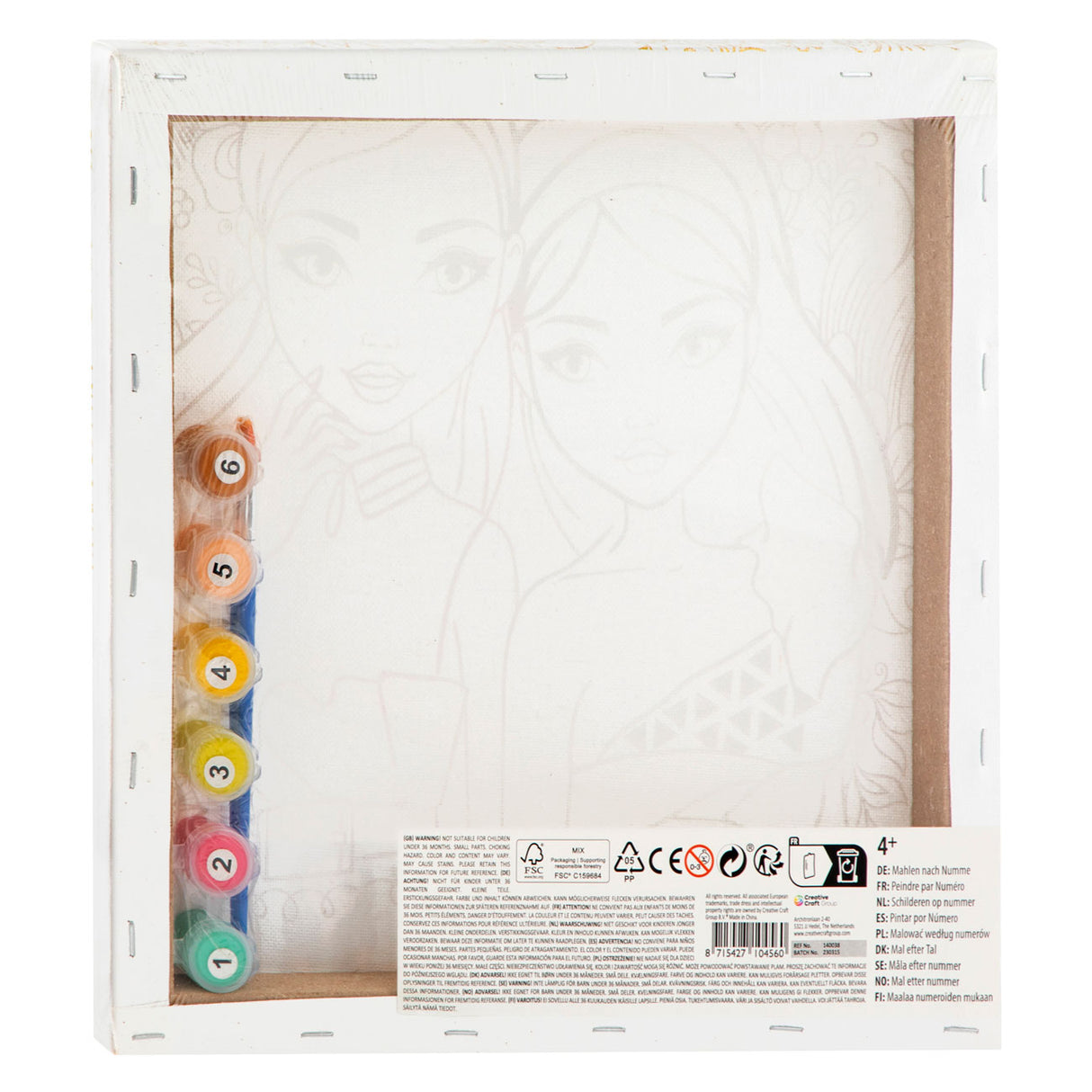 Besties canvas paint at number, 30x30cm
