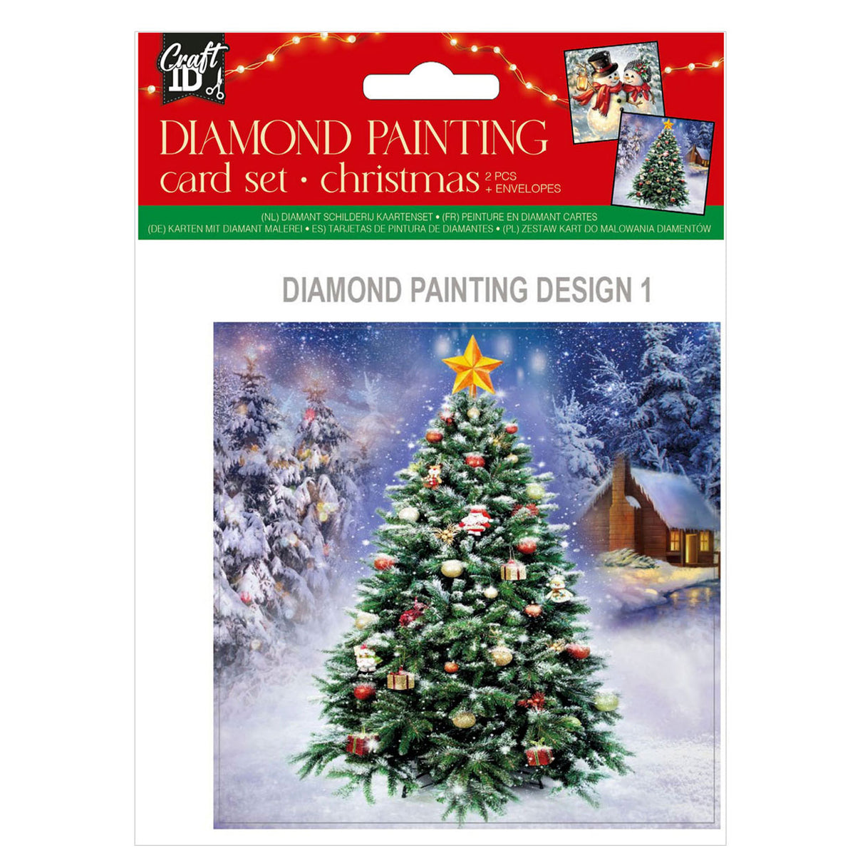 Grafix maak je eigen kerstkaarten diamond painting, 2st.
