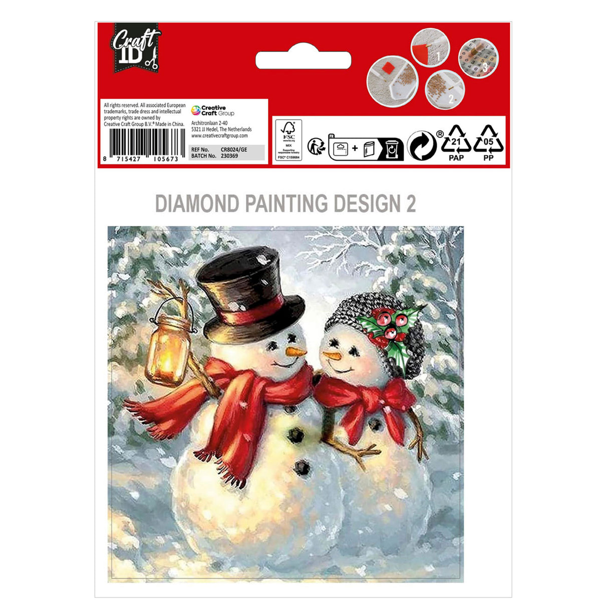 Grafix maak je eigen kerstkaarten diamond painting, 2st.