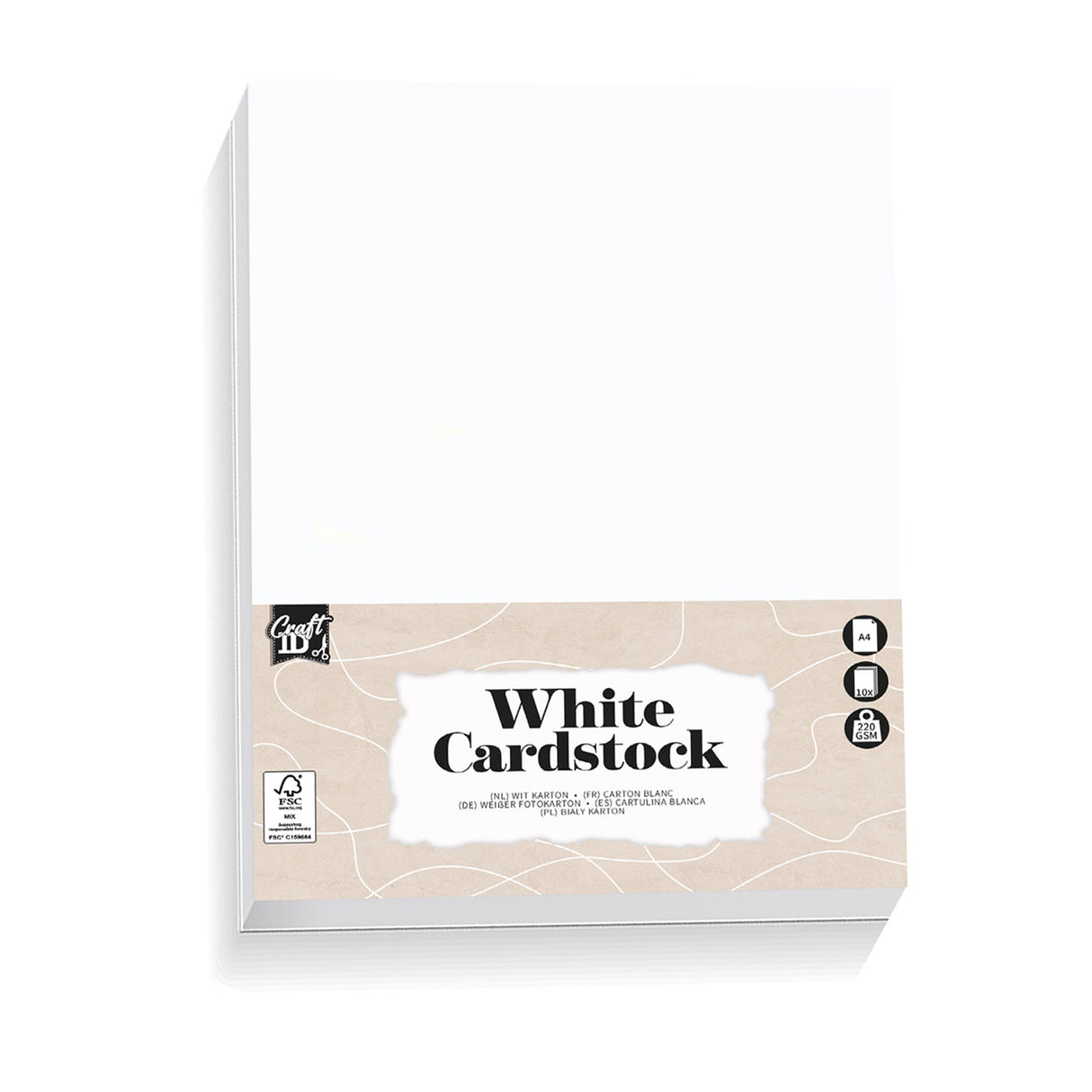 Kreative Bastelgruppe Hobbykarton weiß A4, 10 Blatt