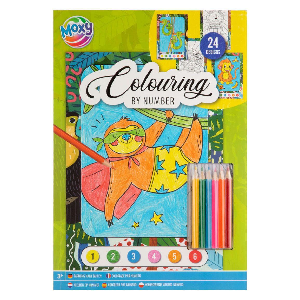 Couleurs de groupe d'artisanat créatif par numéro avec 6 crayons de couleur