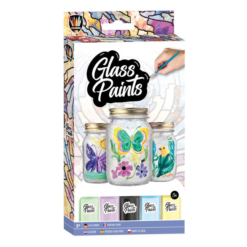 Paint en verre de groupe d'artisanat créatif avec pinceau, 5x22 ml