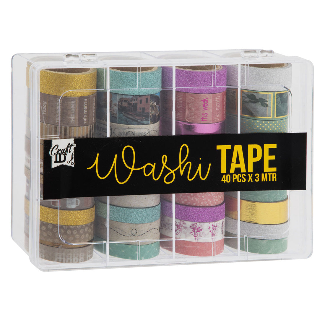 Creative craft group washi tape in storage container, 40 pcs.