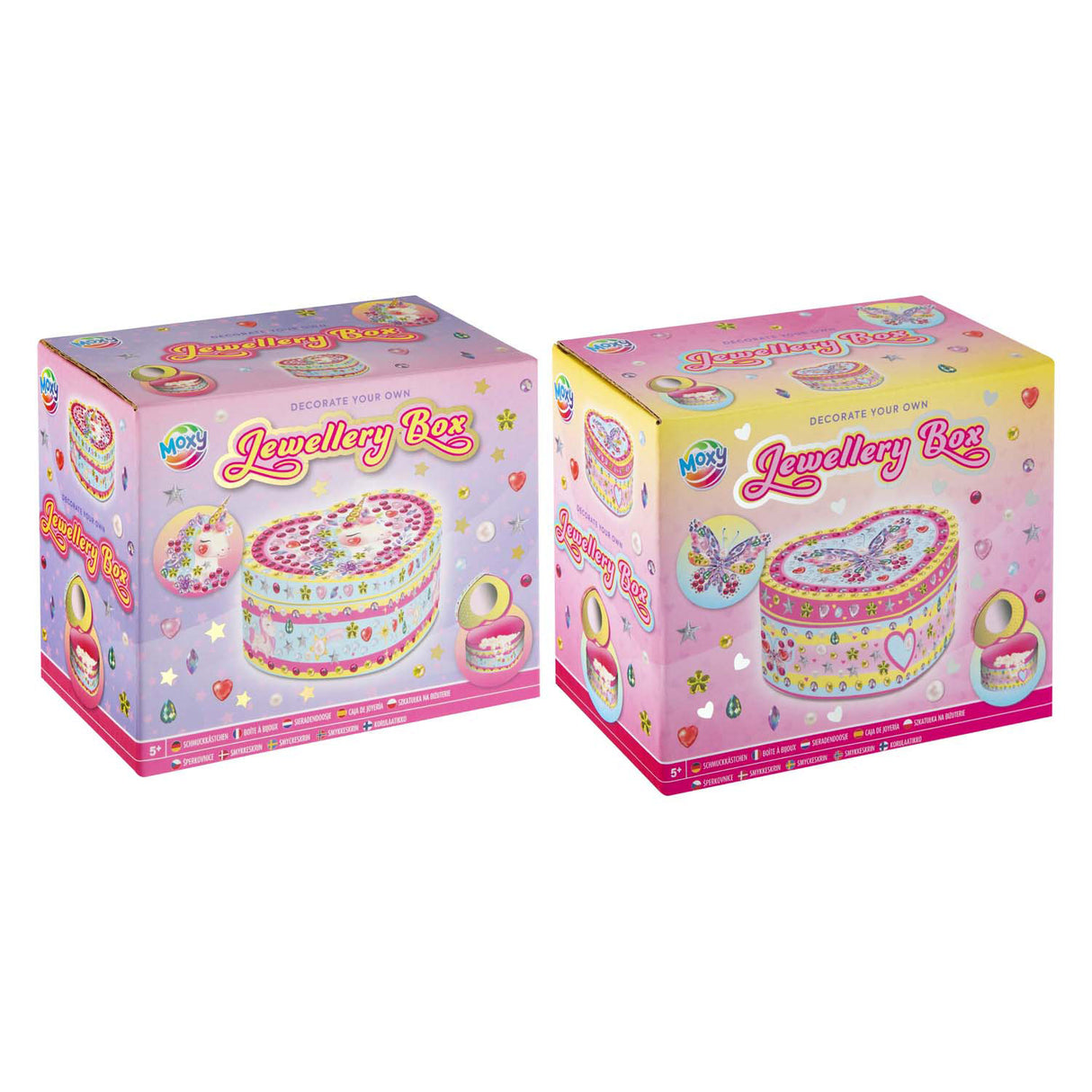 Eine kreative Bastelgruppe dekoriert Ihre eigene Schmuckschatulle