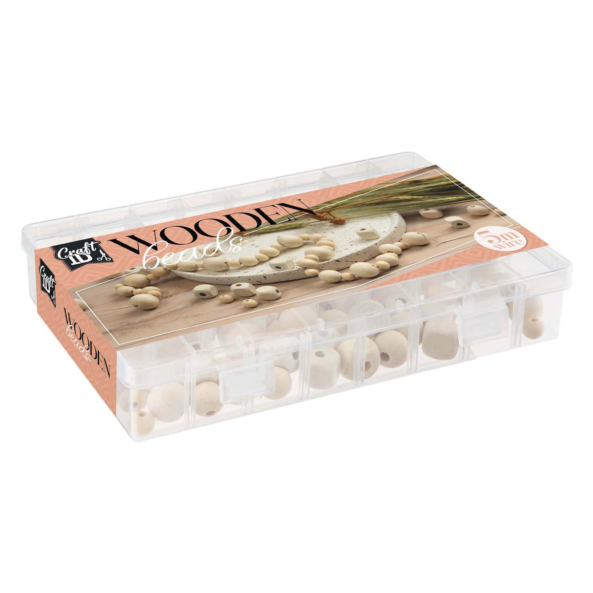 Creative Craft Group Wooden Bead set with cord, 130 grams