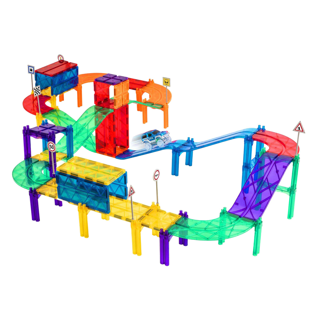 Creative Craft Group Magretic Building Toys Toys Tiles Autoriculine avec voiture et sac de rangement,