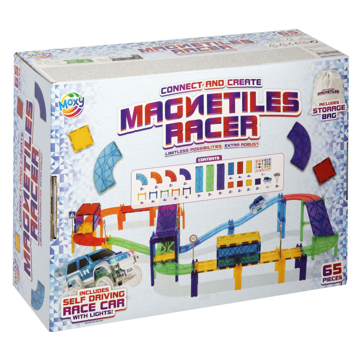 Creative Craft Group Magretic Building Toys Toys Tiles Autoriculine avec voiture et sac de rangement,