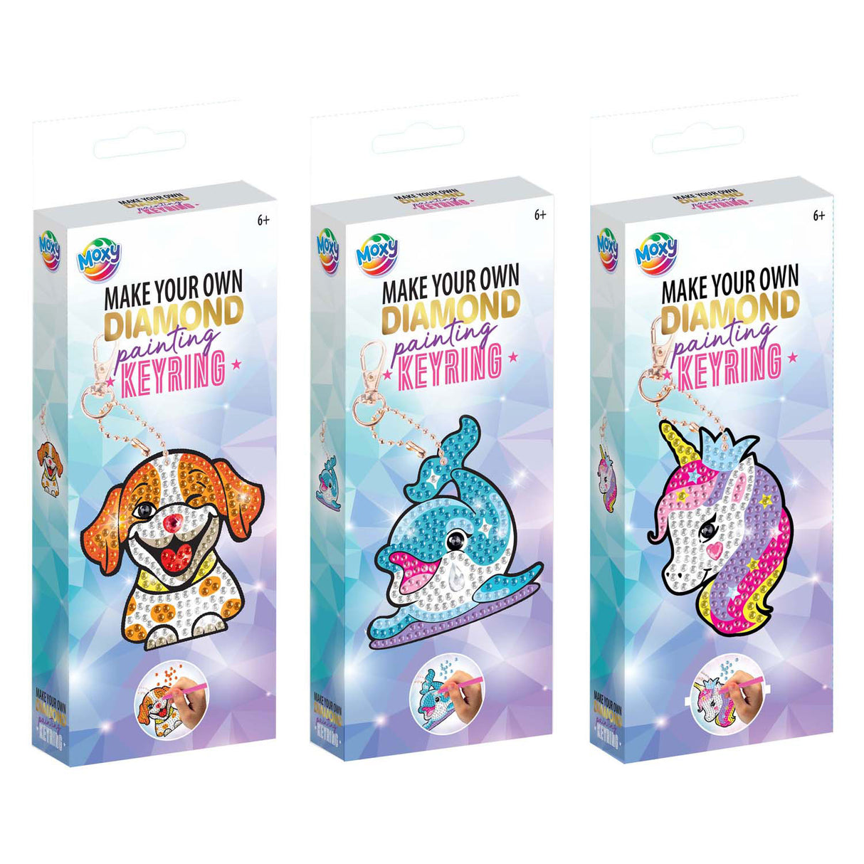 Il gruppo artigianale creativo crea il tuo portachiavi con pittura con diamanti